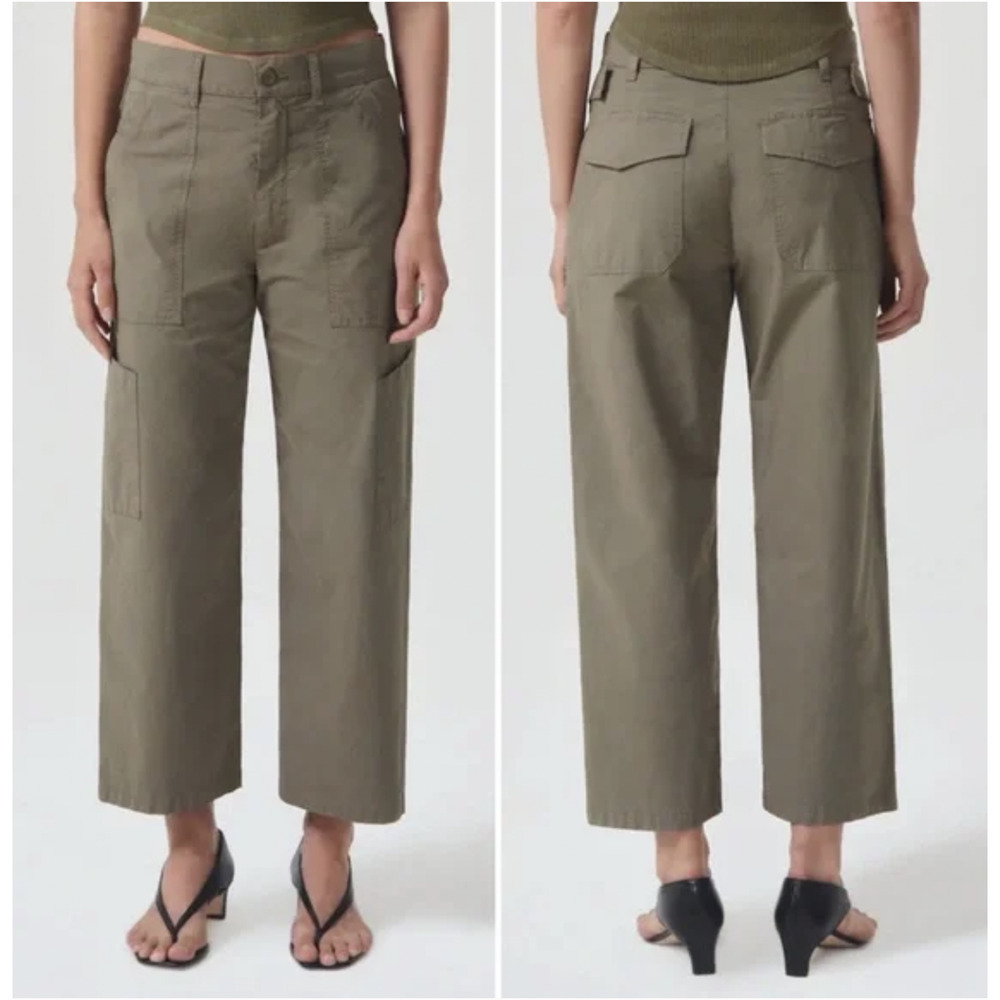AGOLDE Daria Utility Pant Womens 27 Green Duffle Cargo Cropped Casual